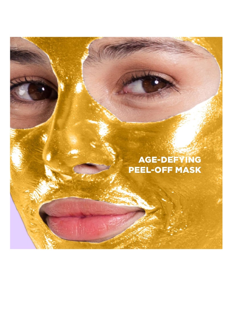 24K Gold Peel-Off Mask (9 Masks) – Anti-Aging Face Mask with Green Tea, Pomegranate & Fruit Acids – Exfoliates, Reduces Fine Lines & Wrinkles, Brightens, Restores & Protects Skin