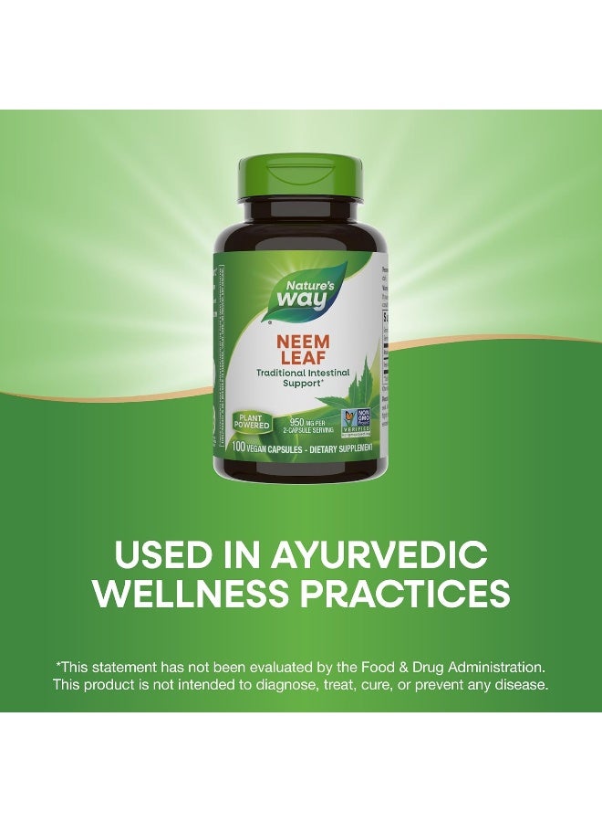 Neem Leaf, 950mg - 100 Vegan Capsules Packaging May Vary