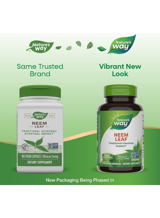 Neem Leaf, 950mg - 100 Vegan Capsules Packaging May Vary