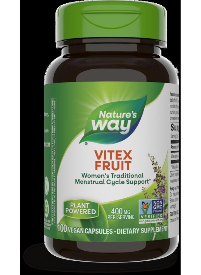 Vitex Fruit 400mg - 100 Vegan Capsules Packaging May Vary