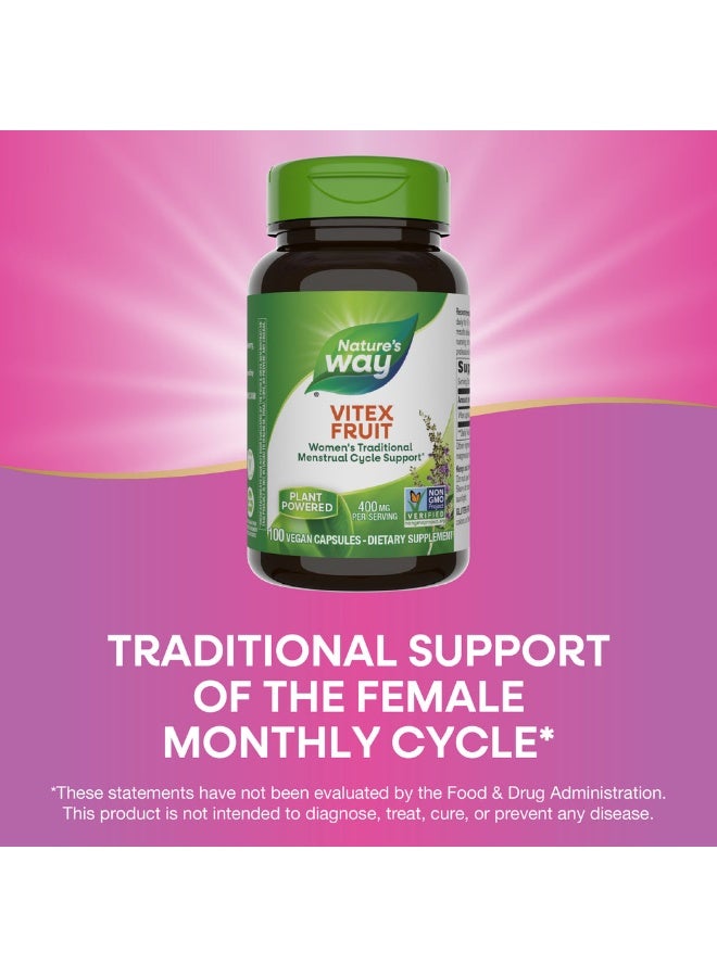 Vitex Fruit 400mg - 100 Vegan Capsules Packaging May Vary