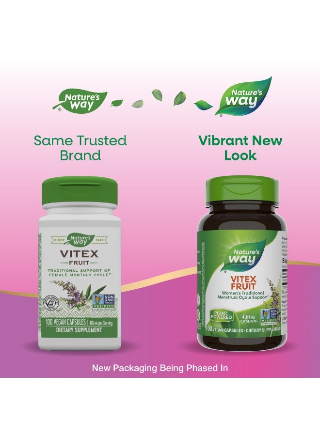 Vitex Fruit 400mg - 100 Vegan Capsules Packaging May Vary