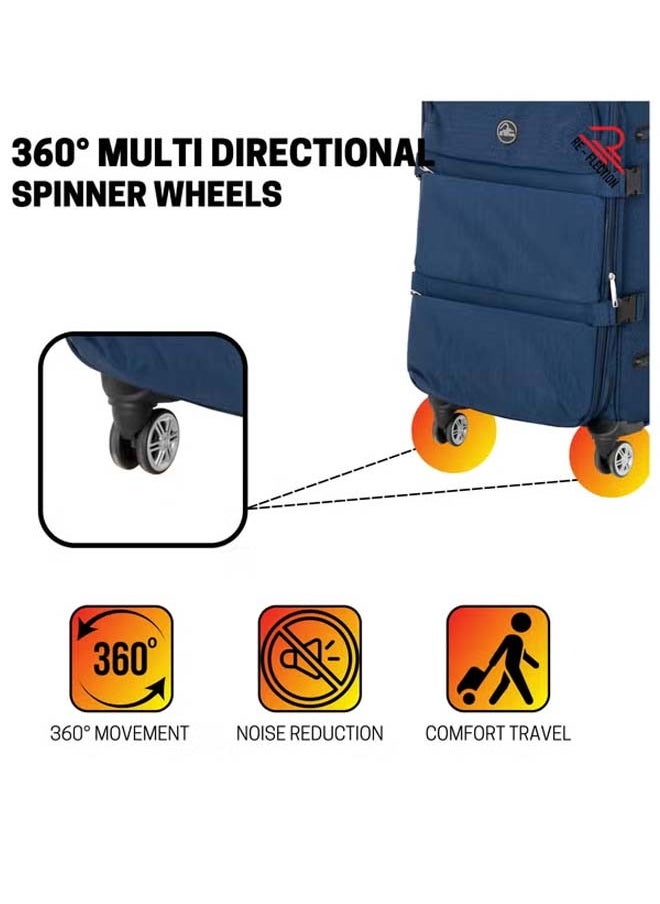 Reflection 20 Inch Crinkle Carryon Suitcase Lightweight Vertical Series Travel Soft Luggage Trolley with 36L Storage Capacity and 4 Spinner Wheels Grey