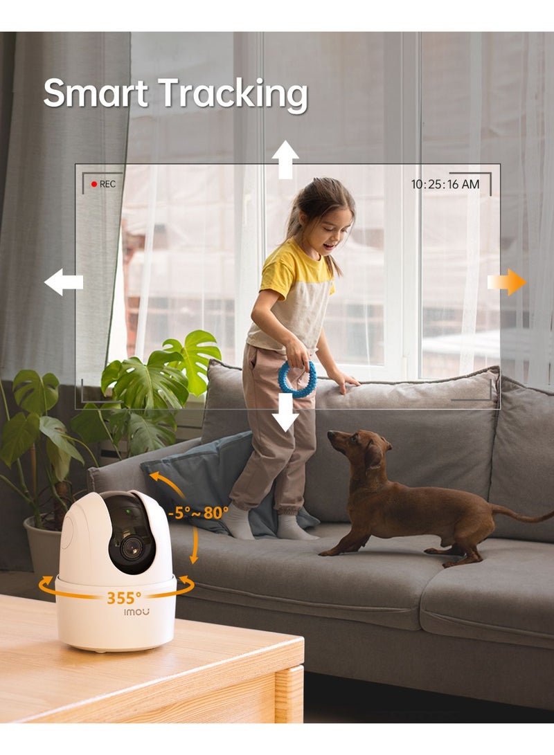360 Degree Smart Security Camera (White) / Up to 256GB SD Card Support / 1080P Full HD / Privacy Mode / Alexa Google Assistant / Motion Detection & Human Detection / 2-Way Audio / Night Vision