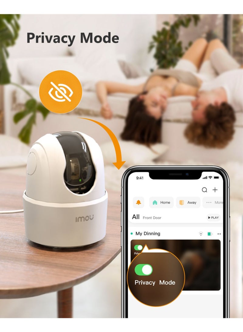 360 Degree Smart Security Camera (White) / Up to 256GB SD Card Support / 1080P Full HD / Privacy Mode / Alexa Google Assistant / Motion Detection & Human Detection / 2-Way Audio / Night Vision