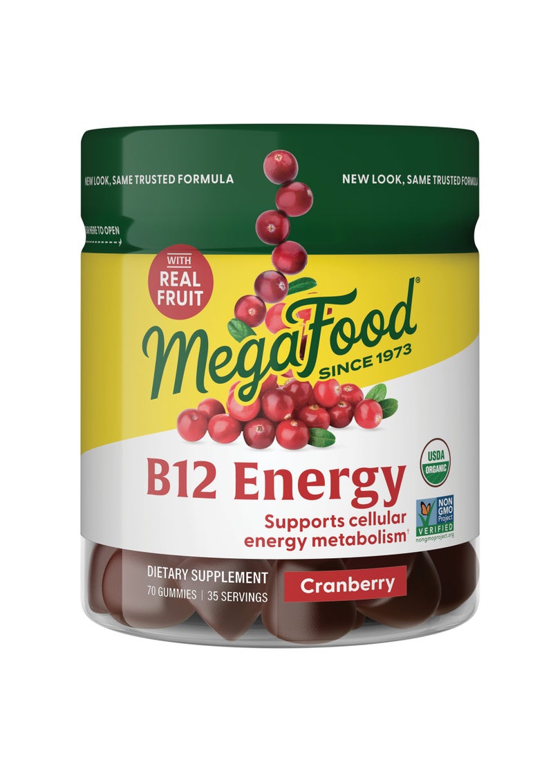 MegaFood Vitamin B12 Energy SUPPORTS CELLULAR ENERGY METABOLISM, DIETARY SUPPLEMENT, 70 GUMMIES / 35 SERVINGS- CRABERRY