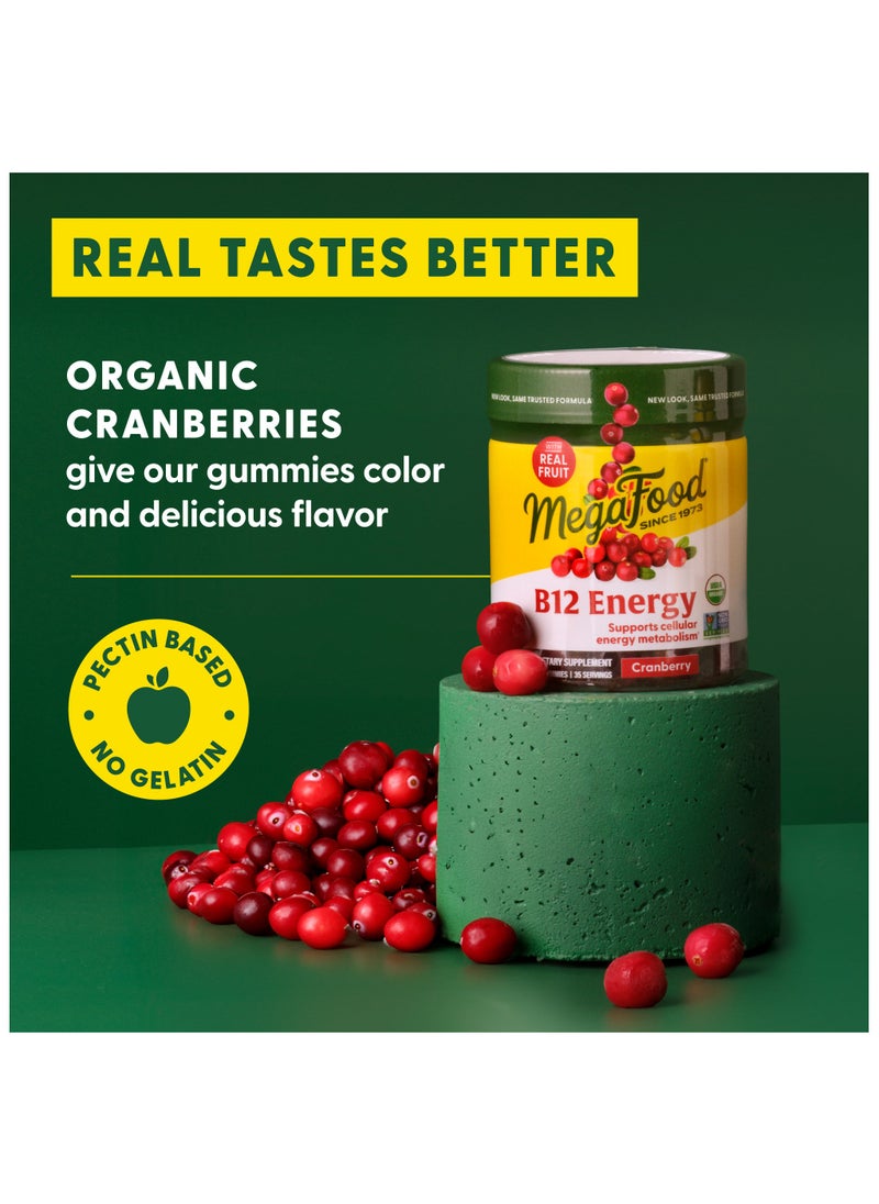MegaFood Vitamin B12 Energy SUPPORTS CELLULAR ENERGY METABOLISM, DIETARY SUPPLEMENT, 70 GUMMIES / 35 SERVINGS- CRABERRY
