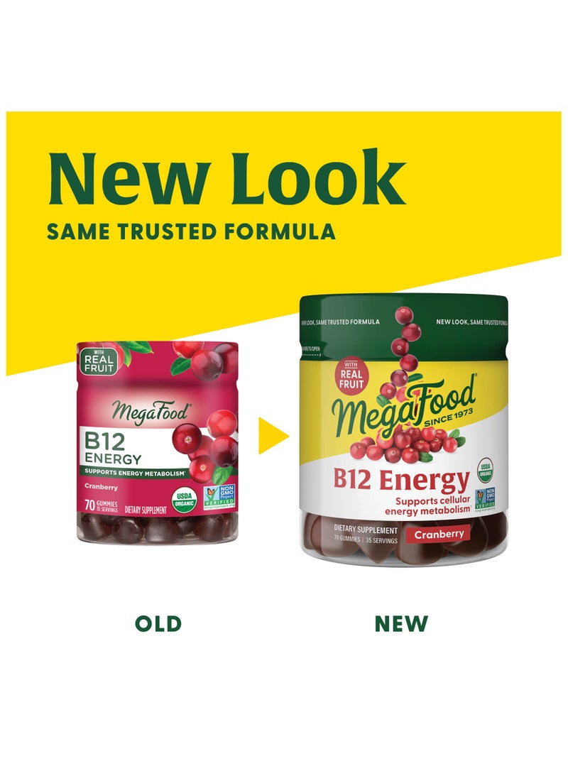 MegaFood Vitamin B12 Energy SUPPORTS CELLULAR ENERGY METABOLISM, DIETARY SUPPLEMENT, 70 GUMMIES / 35 SERVINGS- CRABERRY