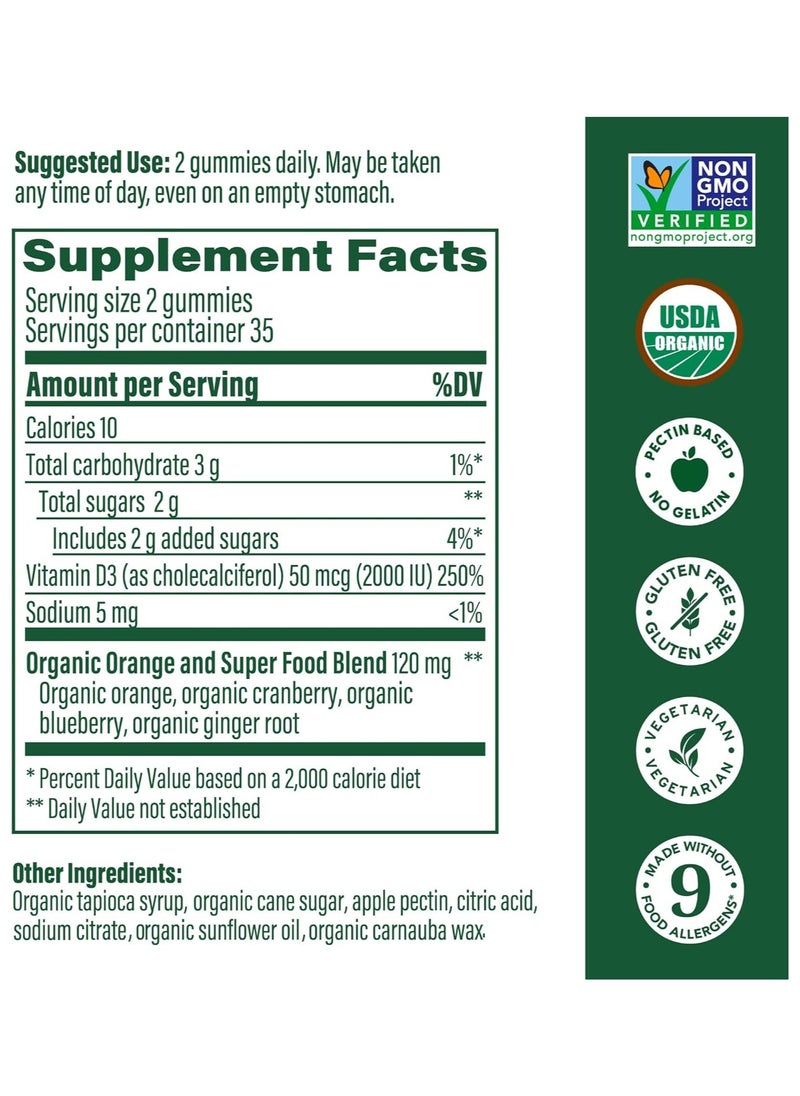 MegaFood Vitamin D3 2000 IU (50 mcg)-D3 Gummies- Bone, Muscle & Immune Support Supplement -Dietary Supplement  70 Gummies 35 Servings - Mixed Fruit