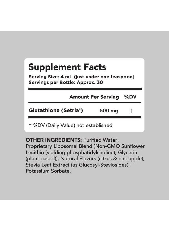 Liposomal Glutathione Supplement. Liquid Reduced Setria 500mg. Immune Support, Brain Health, Liver Detox, Skin Health. Phosphatidylcholine from Non-GMO Sunflower Lecithin. Soy-Free & Vegan.