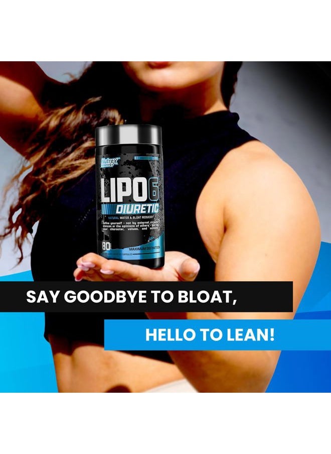 Lipo 6 Black Diuretic Water Pills (80 Caps) - Diuretics Reduce Bloat, Water Weight & Enhances Muscle Definition - Water Pill Bloating Relief - Diuretics for Water Retention Pills