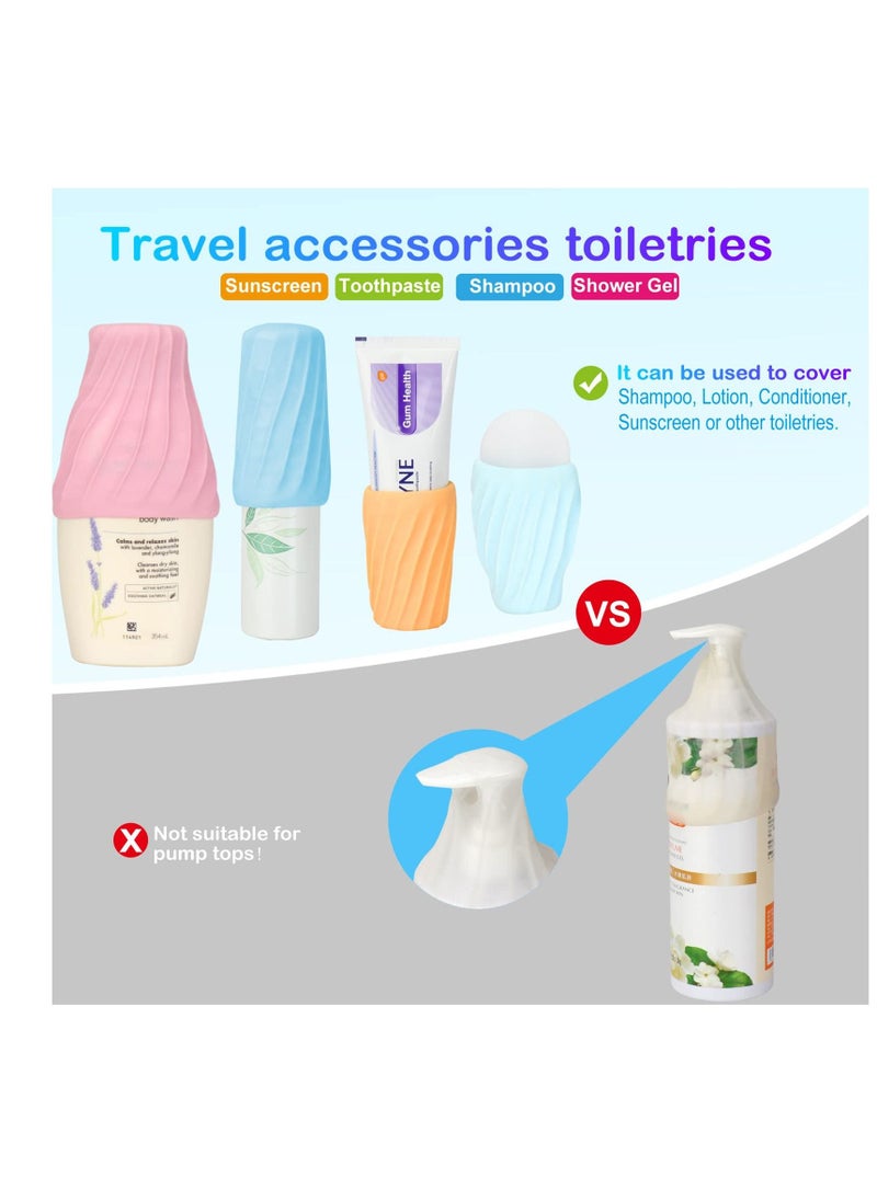 4 Pack Elastic Sleeves for Leak Proofing Travel, Proof Travel Container in Luggage, Reusable Accessory Toiletries, Colorful