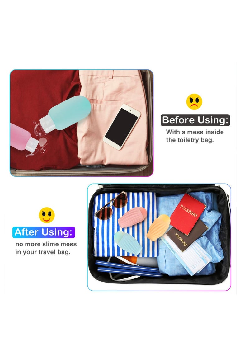 4 Pack Elastic Sleeves for Leak Proofing Travel, Proof Travel Container in Luggage, Reusable Accessory Toiletries, Colorful