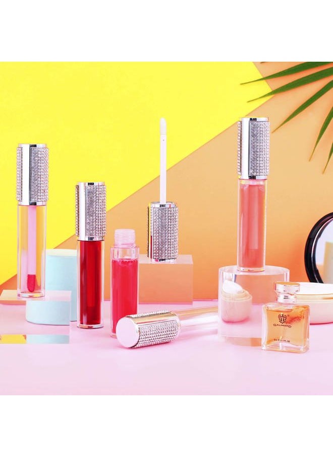 12 Pcs 5 ml Rhinestone Lip Gloss Tubes Crystal Lip Balm Tubes for Empty Bottles Refillable Rhinestone Container Plastic Cosmetic Bottles