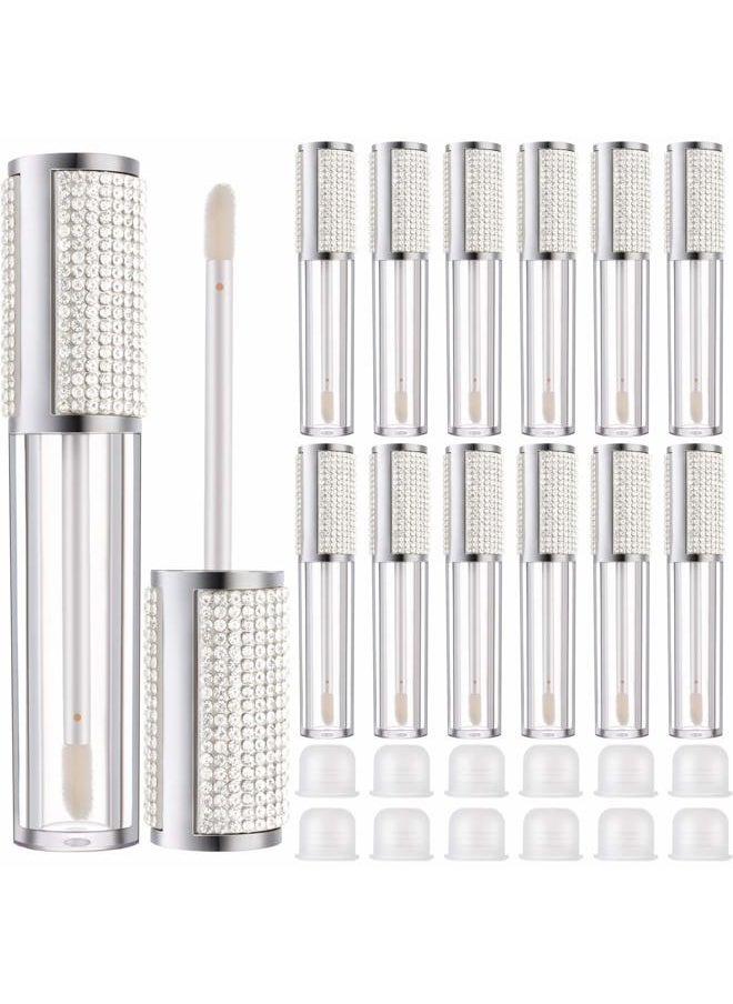 12 Pcs 5 ml Rhinestone Lip Gloss Tubes Crystal Lip Balm Tubes for Empty Bottles Refillable Rhinestone Container Plastic Cosmetic Bottles