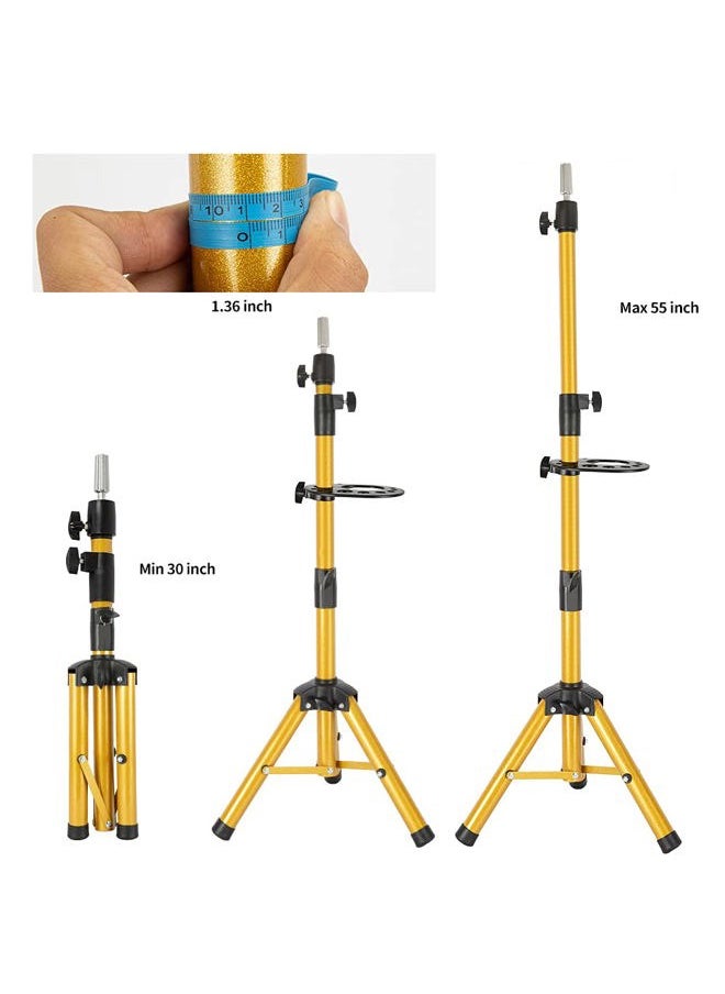 55 Inch Wig Stand - Adjustable Mannequin Head Stand Tripod with Stainless Steel Base and Tool Tray