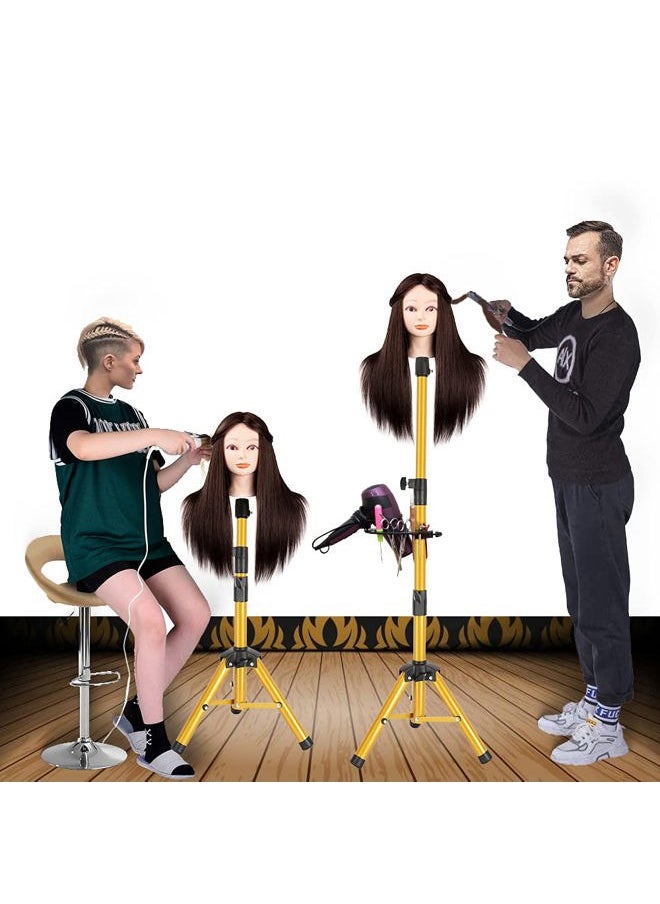 55 Inch Wig Stand - Adjustable Mannequin Head Stand Tripod with Stainless Steel Base and Tool Tray