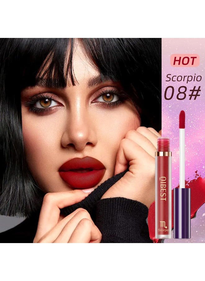 12Pcs Matte Lipstick Lip Makeup Kit, Velvety Liquid Lipstick Waterproof Long Lasting Durable Nude Zodiac Signs Lip Gloss Beauty Cosmetics Gift Box Makeup Set Kit (12 Piece Set)