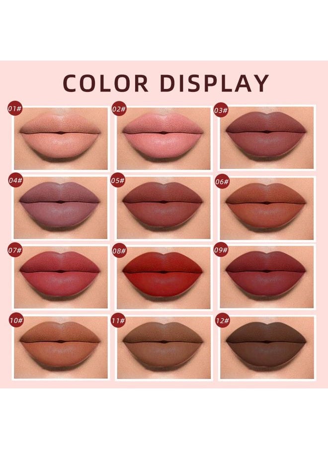 12Pcs Matte Lipstick Lip Makeup Kit, Velvety Liquid Lipstick Waterproof Long Lasting Durable Nude Zodiac Signs Lip Gloss Beauty Cosmetics Gift Box Makeup Set Kit (12 Piece Set)