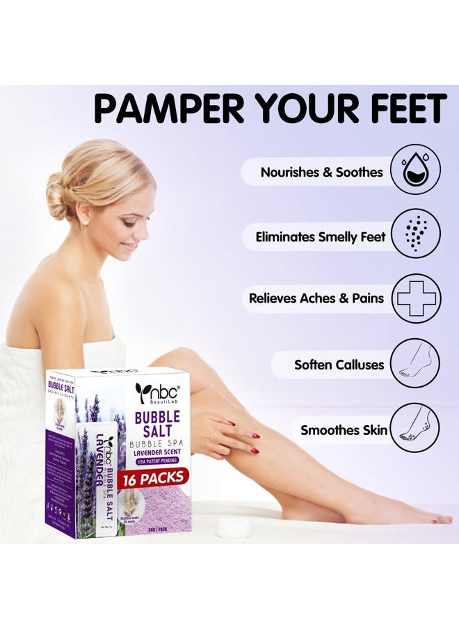Pedicure Foot Soak, Foot Spa Soak, Pedicure Kit, Bubble Foot Bath For Tired & Dry Cracked Feet, Athletes Feet, Odor Foot and Softens Calluses, Foot Soak 16 Packs A Box, Lavender