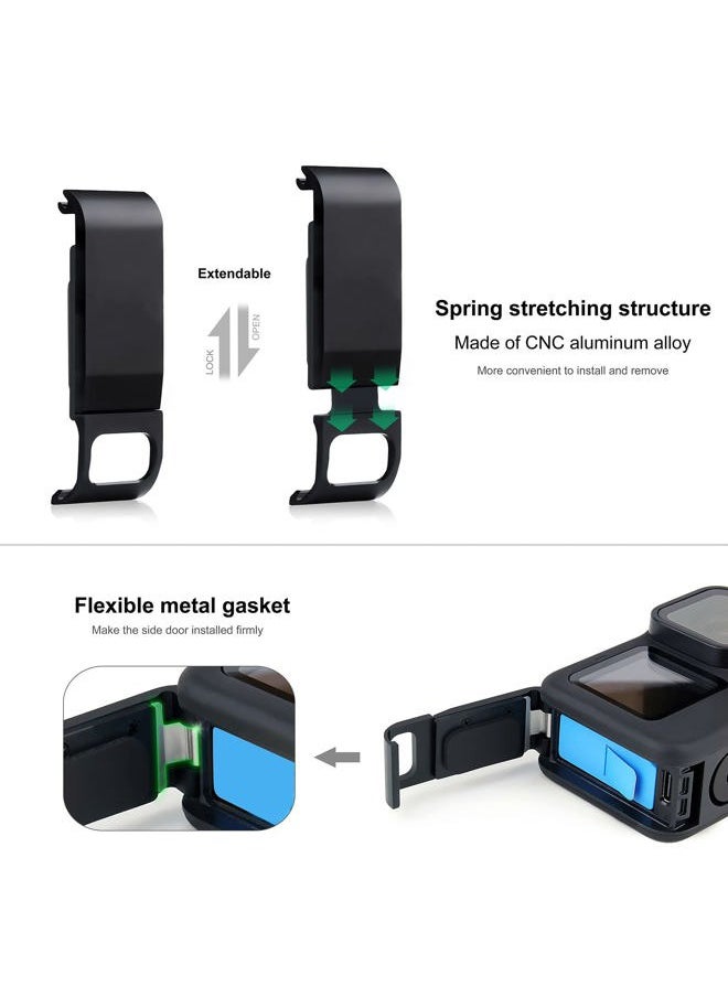 Skeleton Case with Side Door for GoPro Hero 13 12 11 10 9 Black, Side Open Protective Housing with Skeleton Backdoor for Improved Audio Capture, USB Pass-Through Door for Direct Charging