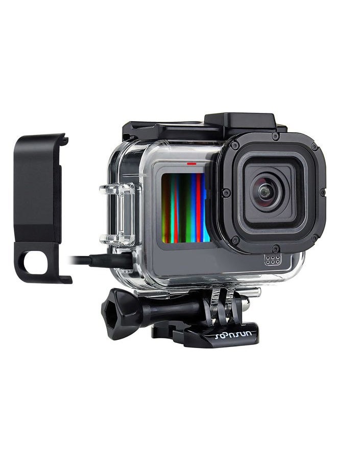 Skeleton Case with Side Door for GoPro Hero 13 12 11 10 9 Black, Side Open Protective Housing with Skeleton Backdoor for Improved Audio Capture, USB Pass-Through Door for Direct Charging