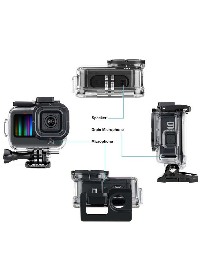 Skeleton Case with Side Door for GoPro Hero 13 12 11 10 9 Black, Side Open Protective Housing with Skeleton Backdoor for Improved Audio Capture, USB Pass-Through Door for Direct Charging