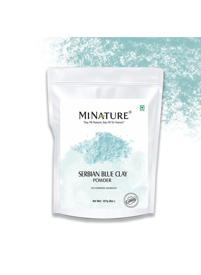 Serbian/Cambrian Blue Clay Powder | For Facial Masks, Face And Body Exfoliant, Hair Treatment| Pure & Natural Mask Powder For All Skin Types & Unisex Use| 227G(8 Oz)