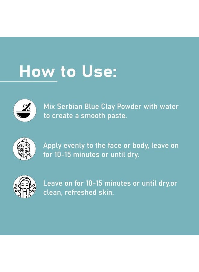 Serbian/Cambrian Blue Clay Powder | For Facial Masks, Face And Body Exfoliant, Hair Treatment| Pure & Natural Mask Powder For All Skin Types & Unisex Use| 227G(8 Oz)
