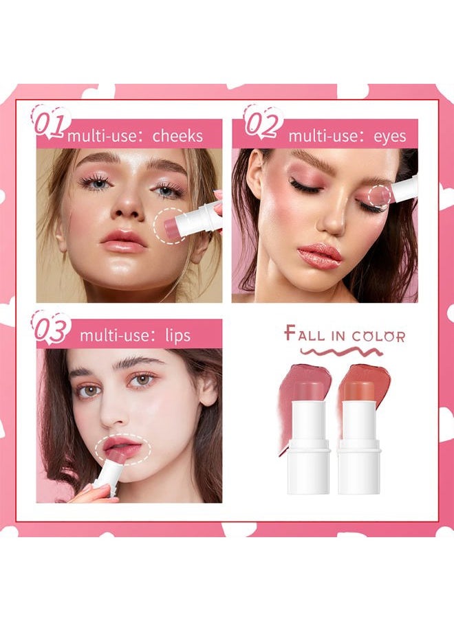 Makeup Sticks Kit, Contour Stick,Blush Stick, Highlight Stick,Facial Repair Bronzer Shading Stick, Cruelty Free Multi Stick Trio Cream Face Blush for Cheeks Lip Eye,02