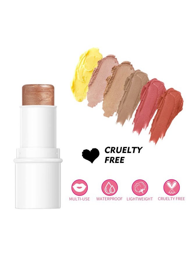 Makeup Sticks Kit, Contour Stick,Blush Stick, Highlight Stick,Facial Repair Bronzer Shading Stick, Cruelty Free Multi Stick Trio Cream Face Blush for Cheeks Lip Eye,02