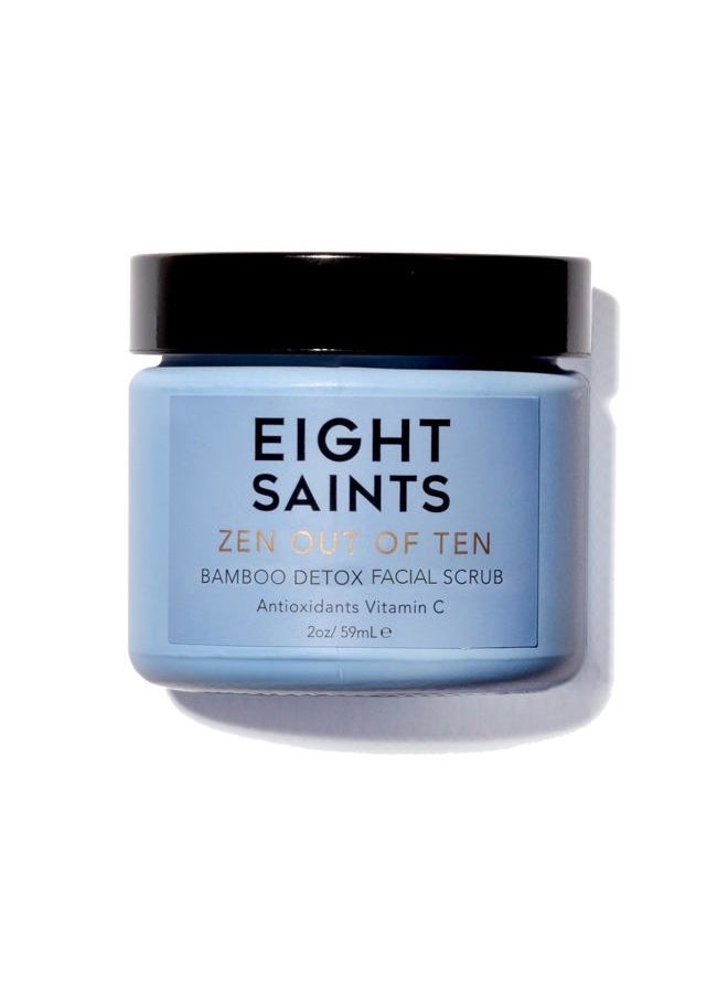 Zen Out Of Ten Bamboo Detox Face Scrub Exfoliator, Natural and Organic Daily Exfoliating Facial Scrub With Bamboo Fibers to Unclog Pores, Blackheads, Blemishes, and Dull Skin, 2 Ounces
