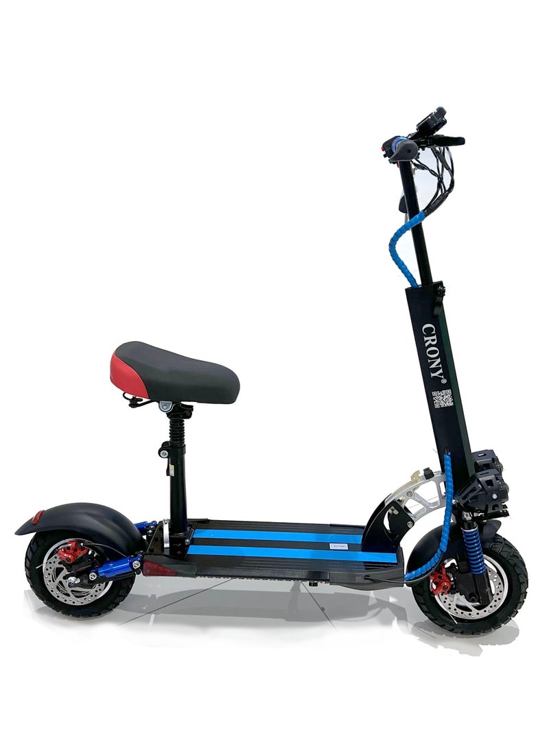 V10 Pro 1200W High Speed Electric Scooter For adult & Kids 36V/12Ah, Off-Road Tires, Dual Suspension, Front & Rear Disc Brakes, Triple Led Lights, Easy Foldable 21kg Aluminum Frame,Load 120kg，Powerful E-Bike Urban Mobility，Blue