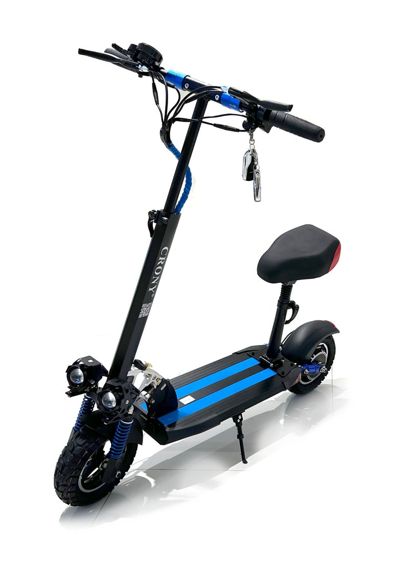 V10 Pro 1200W High Speed Electric Scooter For adult & Kids 36V/12Ah, Off-Road Tires, Dual Suspension, Front & Rear Disc Brakes, Triple Led Lights, Easy Foldable 21kg Aluminum Frame,Load 120kg，Powerful E-Bike Urban Mobility，Blue