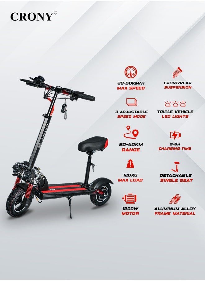 V10 Fast Speed E-Scooter 1200w Motor 48v/12ah,10