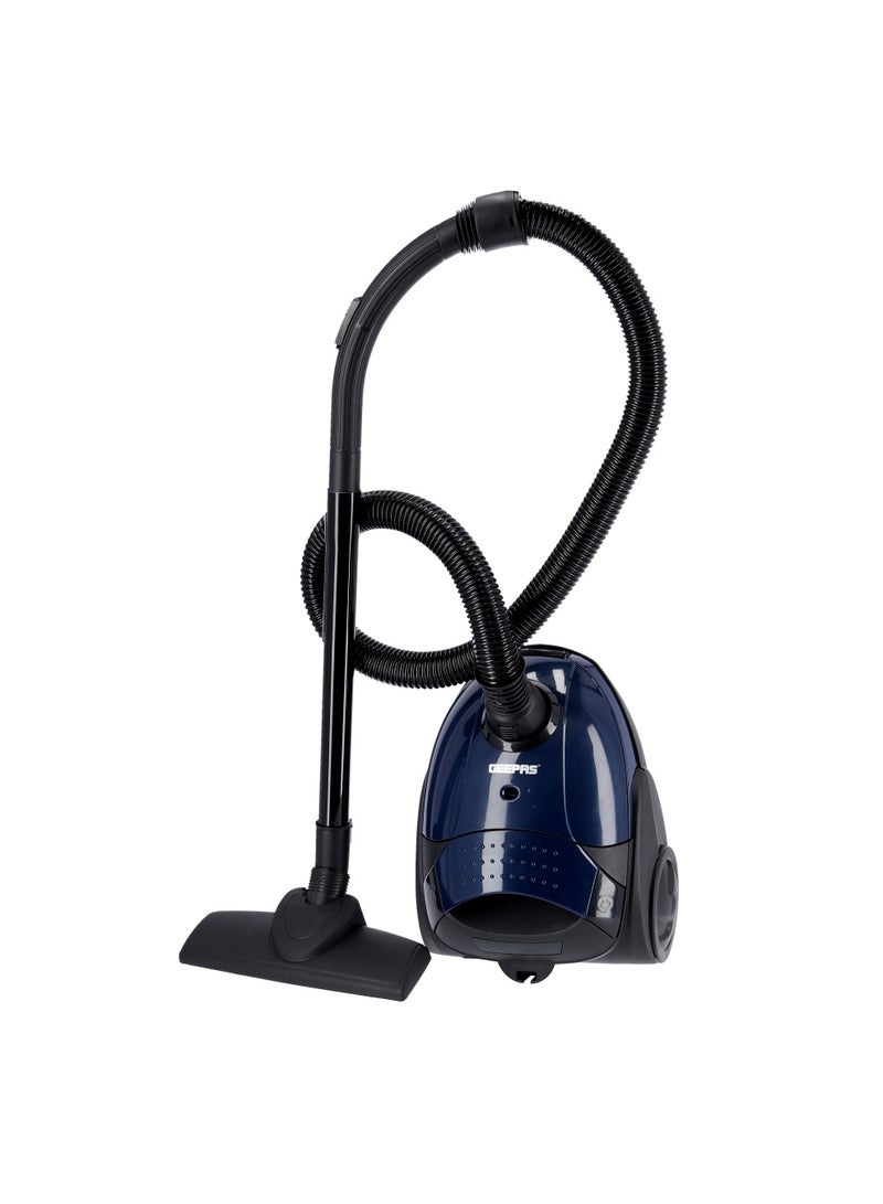 Vacuum Cleaner With 1.5 L Dust Bag Capacity and Dust Full Indicator| Powerful Suction and Low Noise| Includes Flexible Hose, Plastic Insert Tube and Plastic Floor Brush| Pedal Switch and Auto Rewinding 1.5 L 2200 W GVC2594 Blue, Black