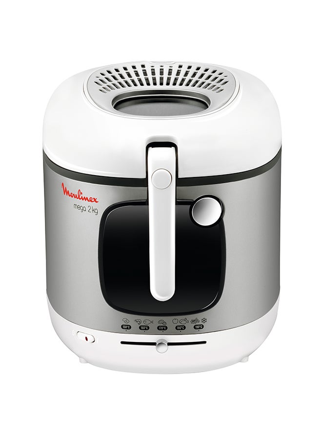 Deep Fryer | Mega |Large capacity | Removable Bowl | Autoatic Lid Opening System | Adjustable Thermostat | Viewing Window |  2 Years Warranty 2 kg 2100 W AM480027 White/Silver/Black