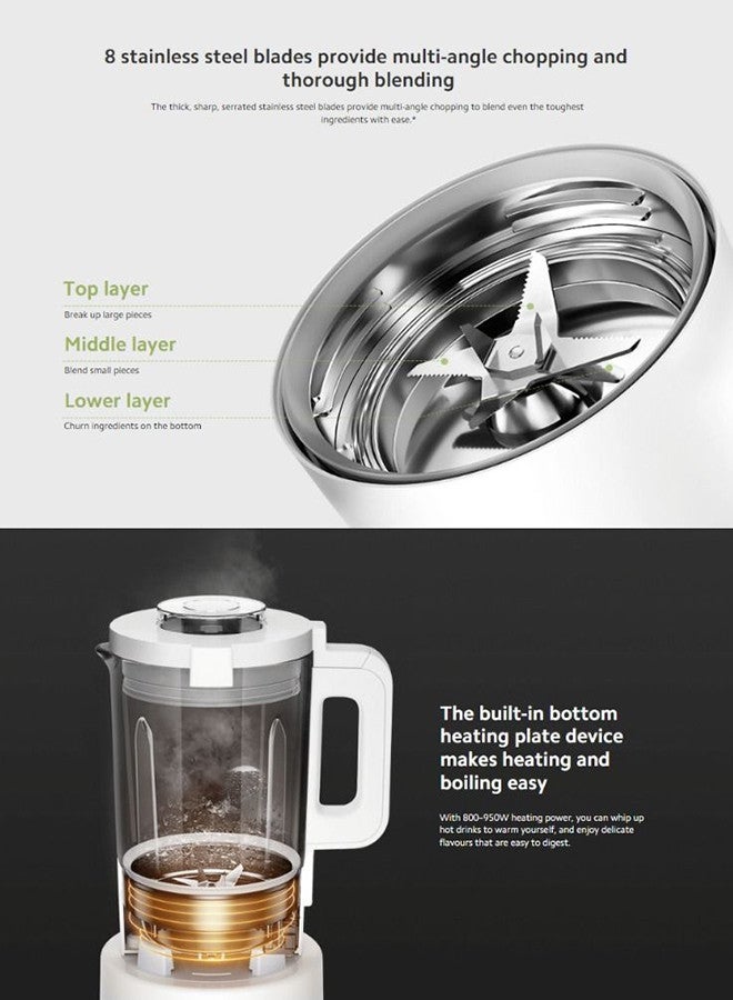 Versatile Smart Blender & Food Processor Hot & Cold Dual-Mode Blending, 9-Speed Precision Control, Ultra-Sharp 8-Leaf Stainless Steel Blade, OLED Touch Display, High-Power Motor, Smart App Connectivity for Effortless Cooking & Smoothies 800 - 950 W MPBJ001ACM-1A White