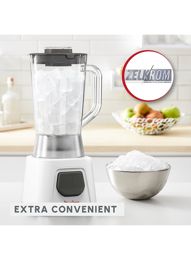 Blender | Blendeo+  Blender Smoothie Maker | Mixer | 2 Attachements | Ice Crush Technology | Duraforce Label | Durable Blending Performance | 1 Speed | Pulse Function | 2 Years Warranty 1.5 L 450 W LM2B3127 White / Gray
