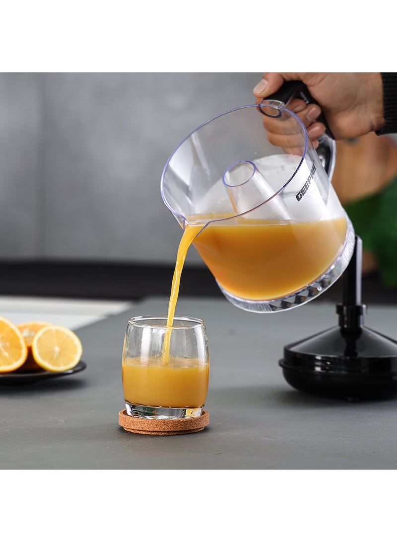1 L Citrus Juicer 25 W| Set includes 2  Cones, Jar and a Transparent Lid| Automatic Juicer for making Orange Juice, Lemon, and so on| Plastic Body with Non-Slip Feet| 2 Years Warranty 1 L 25 W GCJ9900N Yellow/White