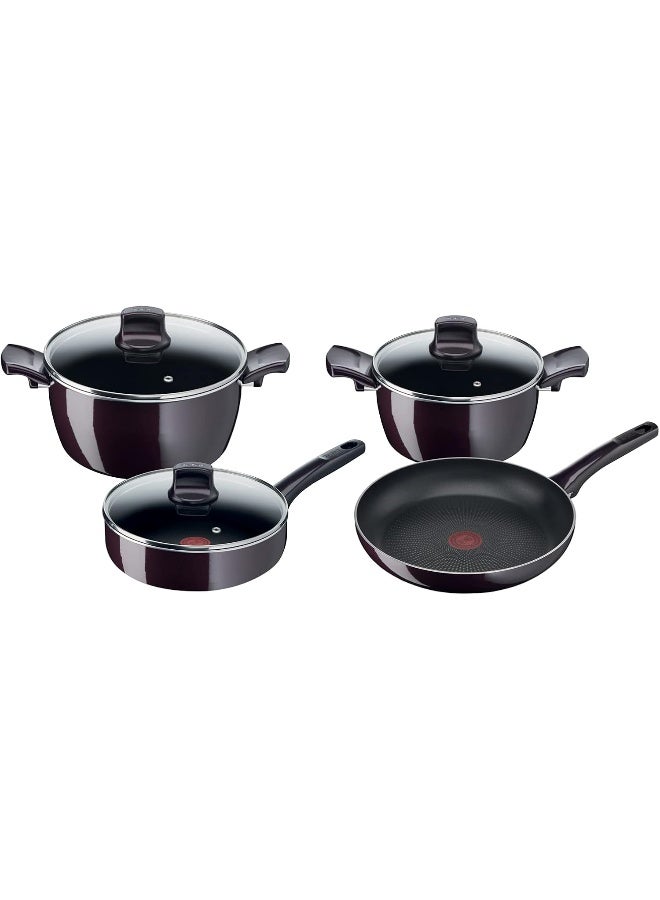 G6 Resist Intense 7 Pcs Cooking Set Aluminium stewpots 22/26 cm, frypan 28 cm, sautepan 24 cm Black/Clear 28cm Black/Clear 28cm