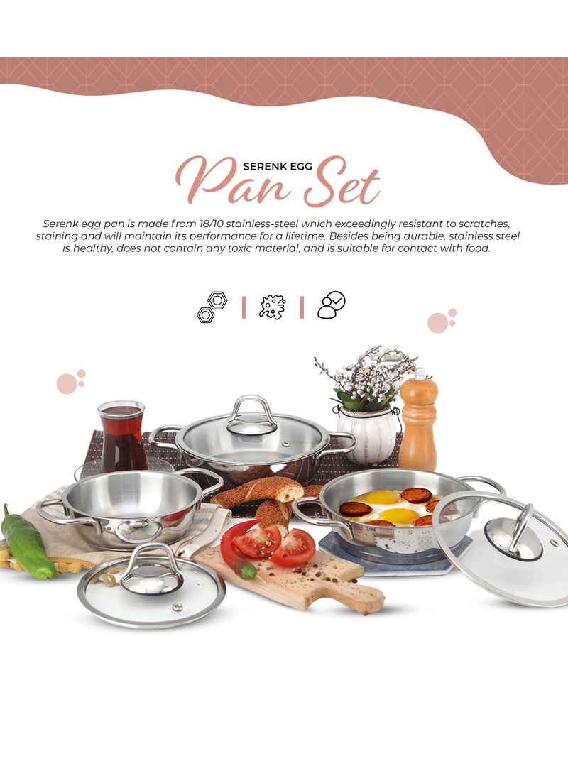 6 Pieces Stainless Steel Egg Pan Set, 5