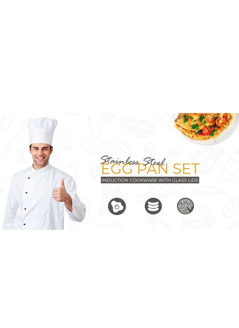 6 Pieces Stainless Steel Egg Pan Set, 5