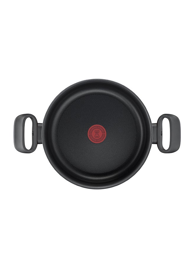 TEFAL Cooking Pot | Tempo Flame 22 cm Non Stick Casserole With Lid | Red | Aluminium | 2 Years Warranty | C3044585 Red with flame design 22cm