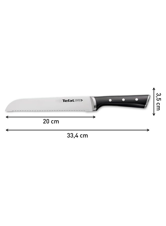 TEFAL Ice Force Bread Knife | 20 cm | Kitchen Knife | German Stainless Steel Blade | Long-Lasting Cutting Performance and Sharpness | Dishwasher safe | Black | 2 Years Warranty | K2320414 Black 20cm