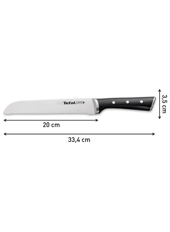 TEFAL Ice Force Bread Knife | 20 cm | Kitchen Knife | German Stainless Steel Blade | Long-Lasting Cutting Performance and Sharpness | Dishwasher safe | Black | 2 Years Warranty | K2320414 Black 20cm