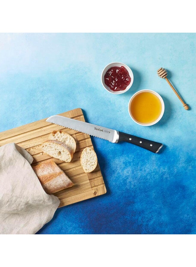 TEFAL Ice Force Bread Knife | 20 cm | Kitchen Knife | German Stainless Steel Blade | Long-Lasting Cutting Performance and Sharpness | Dishwasher safe | Black | 2 Years Warranty | K2320414 Black 20cm