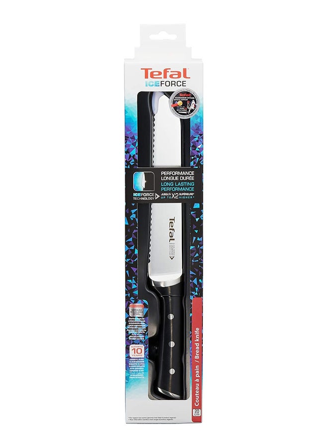TEFAL Ice Force Bread Knife | 20 cm | Kitchen Knife | German Stainless Steel Blade | Long-Lasting Cutting Performance and Sharpness | Dishwasher safe | Black | 2 Years Warranty | K2320414 Black 20cm