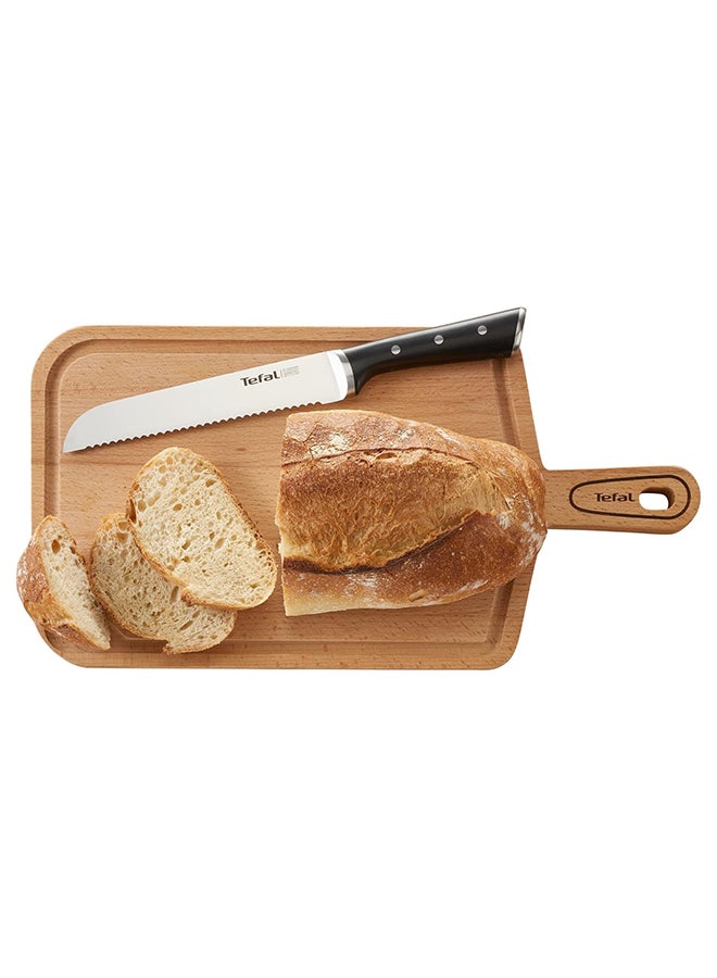 TEFAL Ice Force Bread Knife | 20 cm | Kitchen Knife | German Stainless Steel Blade | Long-Lasting Cutting Performance and Sharpness | Dishwasher safe | Black | 2 Years Warranty | K2320414 Black 20cm