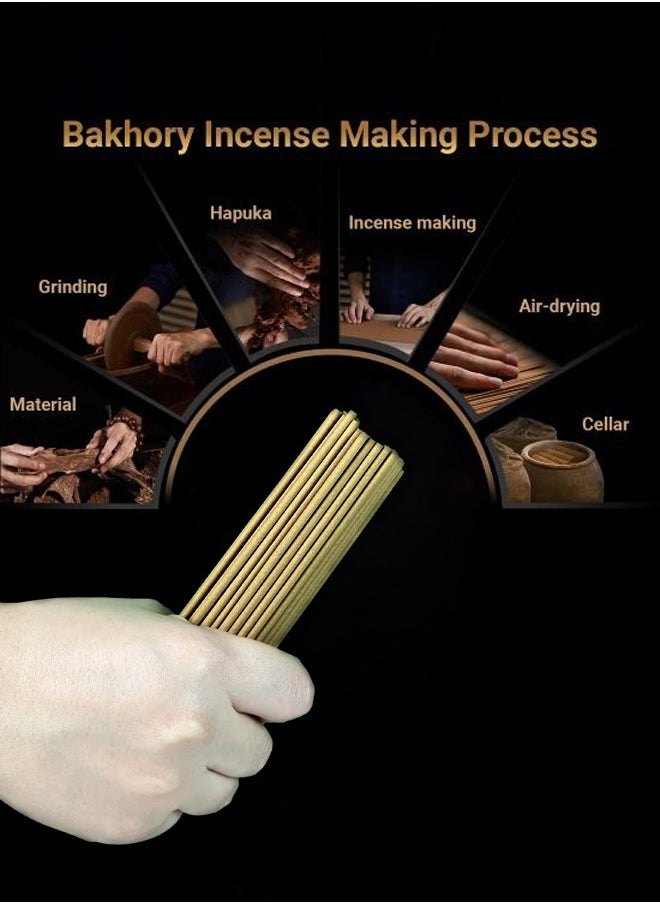 70 Pcs Cambodian Oud Incense Sticks, 3mm Thick, 50g Agarwood with Free Copper Holder for Home, Office, Meditation & Yoga